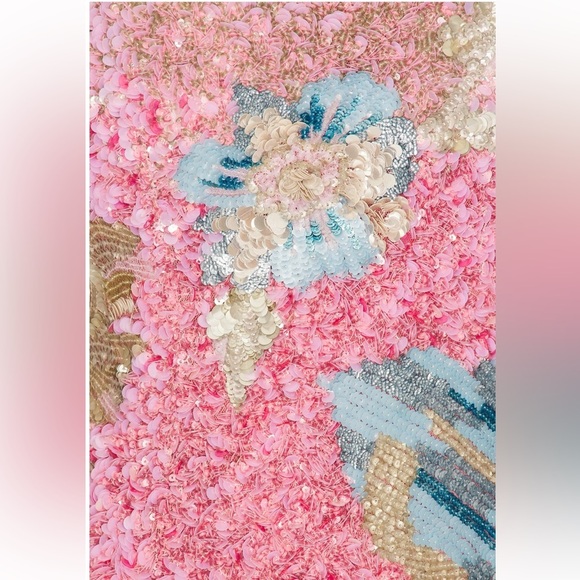 NWT LA FUORI Fleur Oasis Fully Embellished Mini Dress in Pink Ombre $890 - Small - Picture 8 of 17